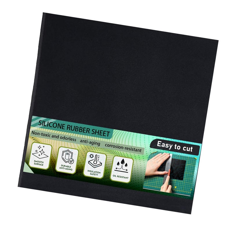 FOYLEAD Rubber Sheet - Heavy Duty Silicone Gasket Material, 12" x 12", .125" Thickness for DIY Gaskets, Pads, Seals, Crafts, Flooring, Cushioning, Anti-Vibration - Image 1